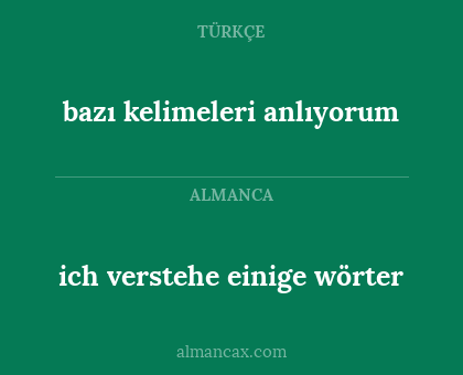 bazı kelimeleri anlıyorum - ich verstehe einige wörter