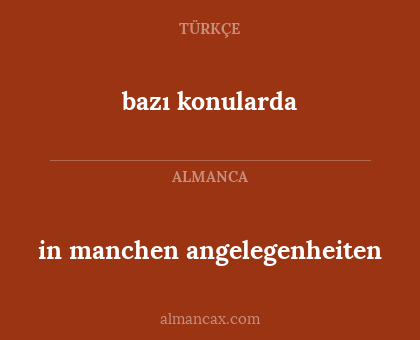 in manchen angelegenheiten - bazı konularda