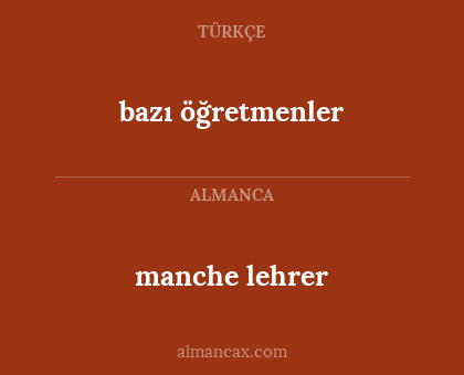 manche lehrer - bazı öğretmenler