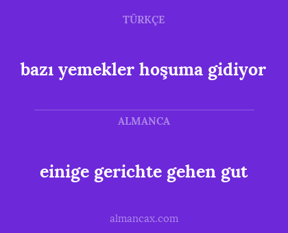 bazı yemekler hoşuma gidiyor - einige gerichte gehen gut