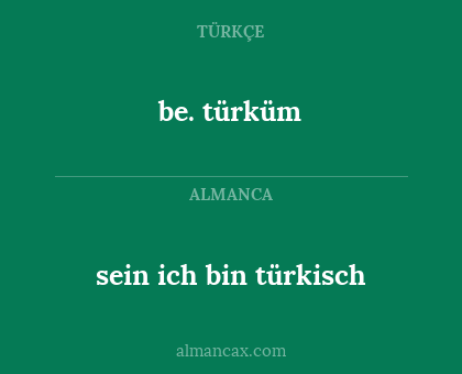 sein ich bin türkisch - be. türküm