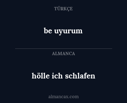 be uyurum - hölle ich schlafen