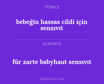 für zarte babyhaut sensıvıt - bebeğin hassas cildi için sensıvıt