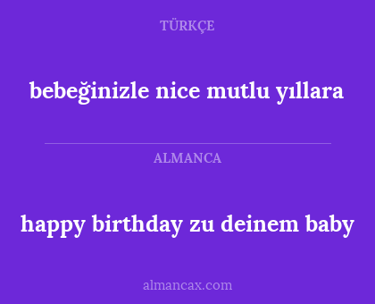 bebeğinizle nice mutlu yıllara - happy birthday zu deinem baby