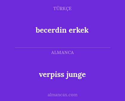 verpiss junge - becerdin erkek