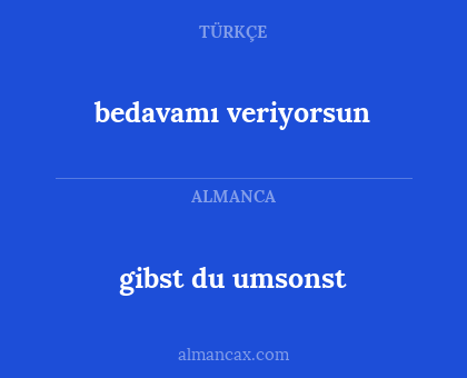 bedavamı veriyorsun - gibst du umsonst