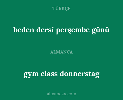 gym class donnerstag - beden dersi perşembe günü