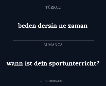 beden dersin ne zaman - wann ist dein sportunterricht?