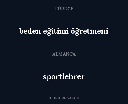 sportlehrer - beden eğitimi öğretmeni