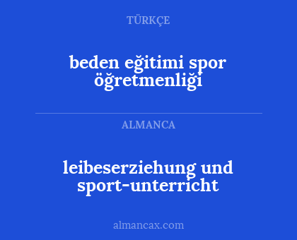 leibeserziehung und sport-unterricht - beden eğitimi spor öğretmenliği
