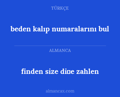finden size di̇e zahlen - beden kalıp numaralarını bul