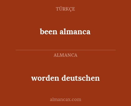 been almanca - worden deutschen