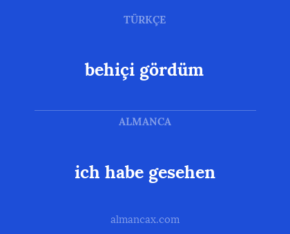 ich habe gesehen - behiçi gördüm