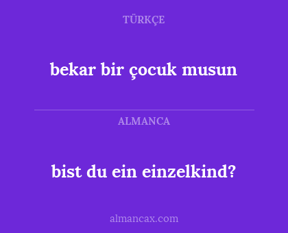 bekar bir çocuk musun - bist du ein einzelkind?
