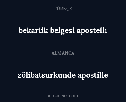 zölibatsurkunde apostille - bekarlik belgesi apostelli