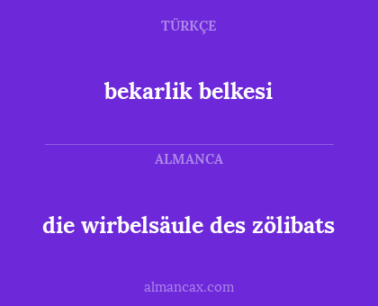 die wirbelsäule des zölibats - bekarlik belkesi