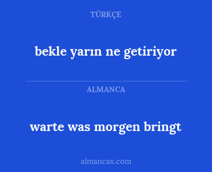 bekle yarın ne getiriyor - warte was morgen bringt