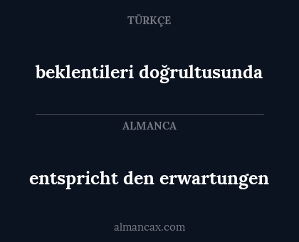 entspricht den erwartungen - beklentileri doğrultusunda