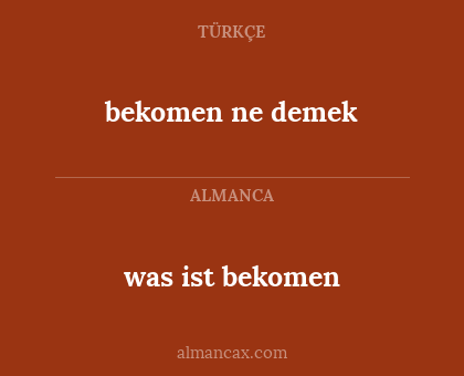 bekomen ne demek - was ist bekomen