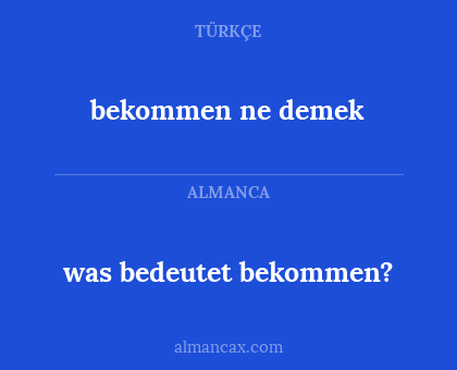 was bedeutet bekommen? - bekommen ne demek