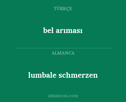 lumbale schmerzen - bel arıması