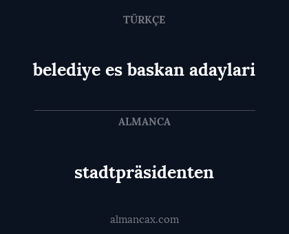 stadtpräsidenten - belediye es baskan adaylari