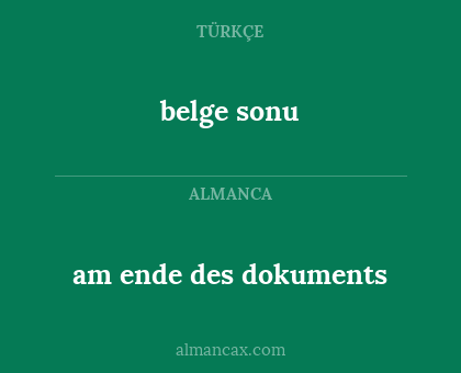belge sonu - am ende des dokuments