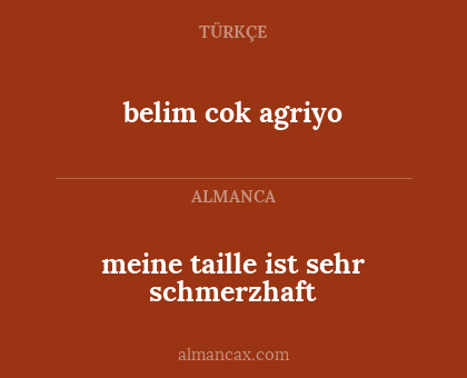 belim cok agriyo - meine taille ist sehr schmerzhaft