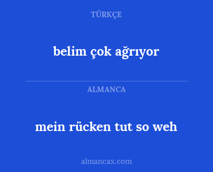 belim çok ağrıyor - mein rücken tut so weh