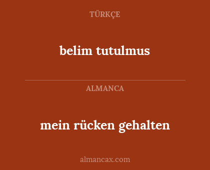 belim tutulmus - mein rücken gehalten