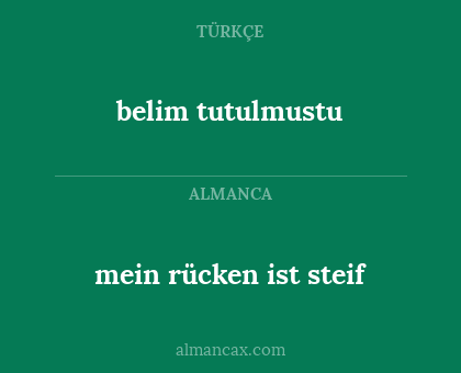 belim tutulmustu - mein rücken ist steif