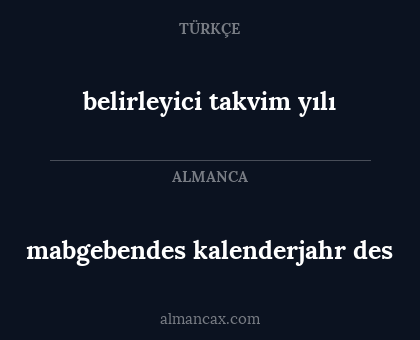 mabgebendes kalenderjahr des - belirleyici takvim yılı