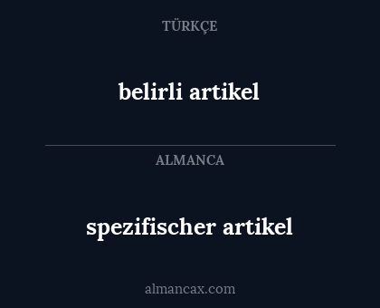 belirli artikel - spezifischer artikel