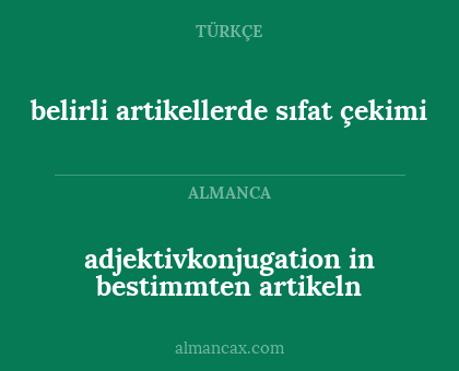 adjektivkonjugation in bestimmten artikeln - belirli artikellerde sıfat çekimi