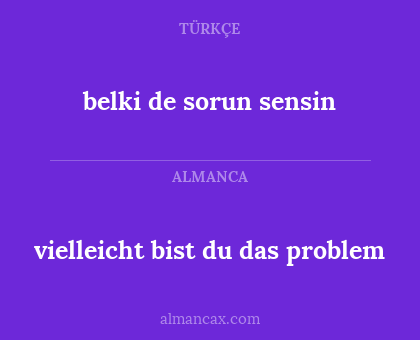 vielleicht bist du das problem - belki de sorun sensin