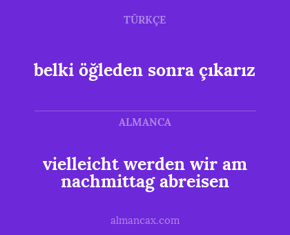 vielleicht werden wir am nachmittag abreisen - belki öğleden sonra çıkarız