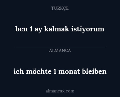 ich möchte 1 monat bleiben - ben 1 ay kalmak istiyorum