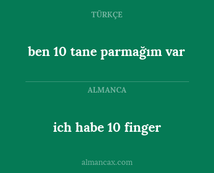 ben 10 tane parmağım var - ich habe 10 finger
