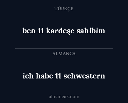 ich habe 11 schwestern - ben 11 kardeşe sahibim