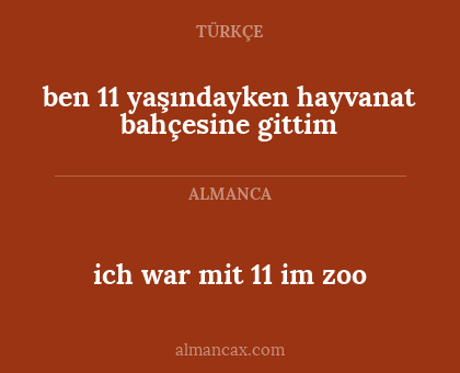 ben 11 yaşındayken hayvanat bahçesine gittim - ich war mit 11 im zoo