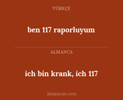 ich bin krank, ich 117 - ben 117 raporluyum