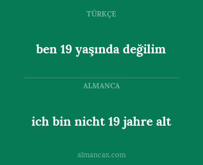 ich bin nicht 19 jahre alt - ben 19 yaşında değilim