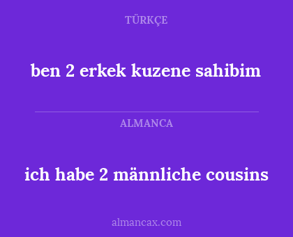 ben 2 erkek kuzene sahibim - ich habe 2 männliche cousins