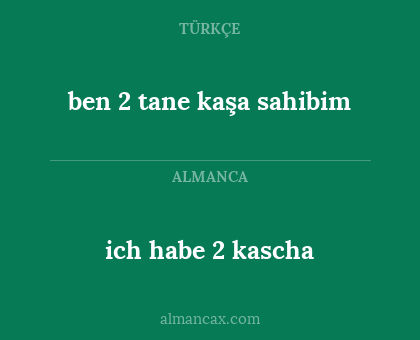 ben 2 tane kaşa sahibim - ich habe 2 kascha