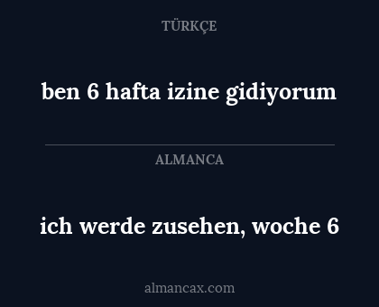 ben 6 hafta izine gidiyorum - ich werde zusehen, woche 6