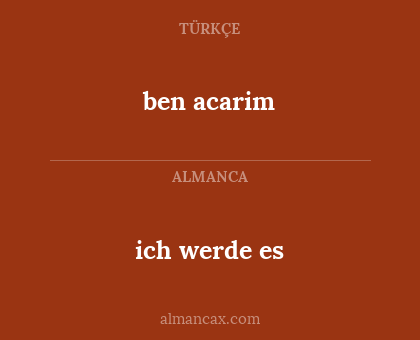 ben acarim - ich werde es