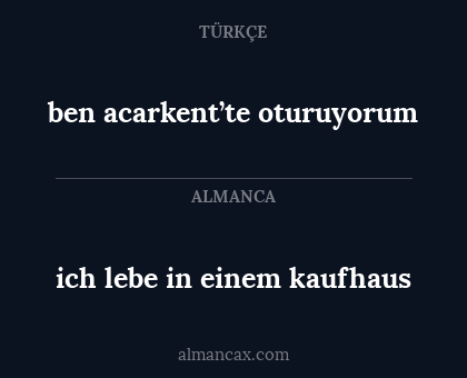 ich lebe in einem kaufhaus - ben acarkent’te oturuyorum