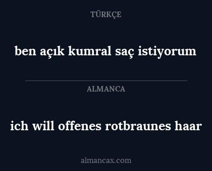 ben açık kumral saç istiyorum - ich will offenes rotbraunes haar