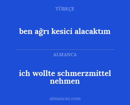 ben ağrı kesici alacaktım - ich wollte schmerzmittel nehmen