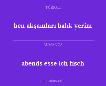 ben akşamları balık yerim - abends esse ich fisch